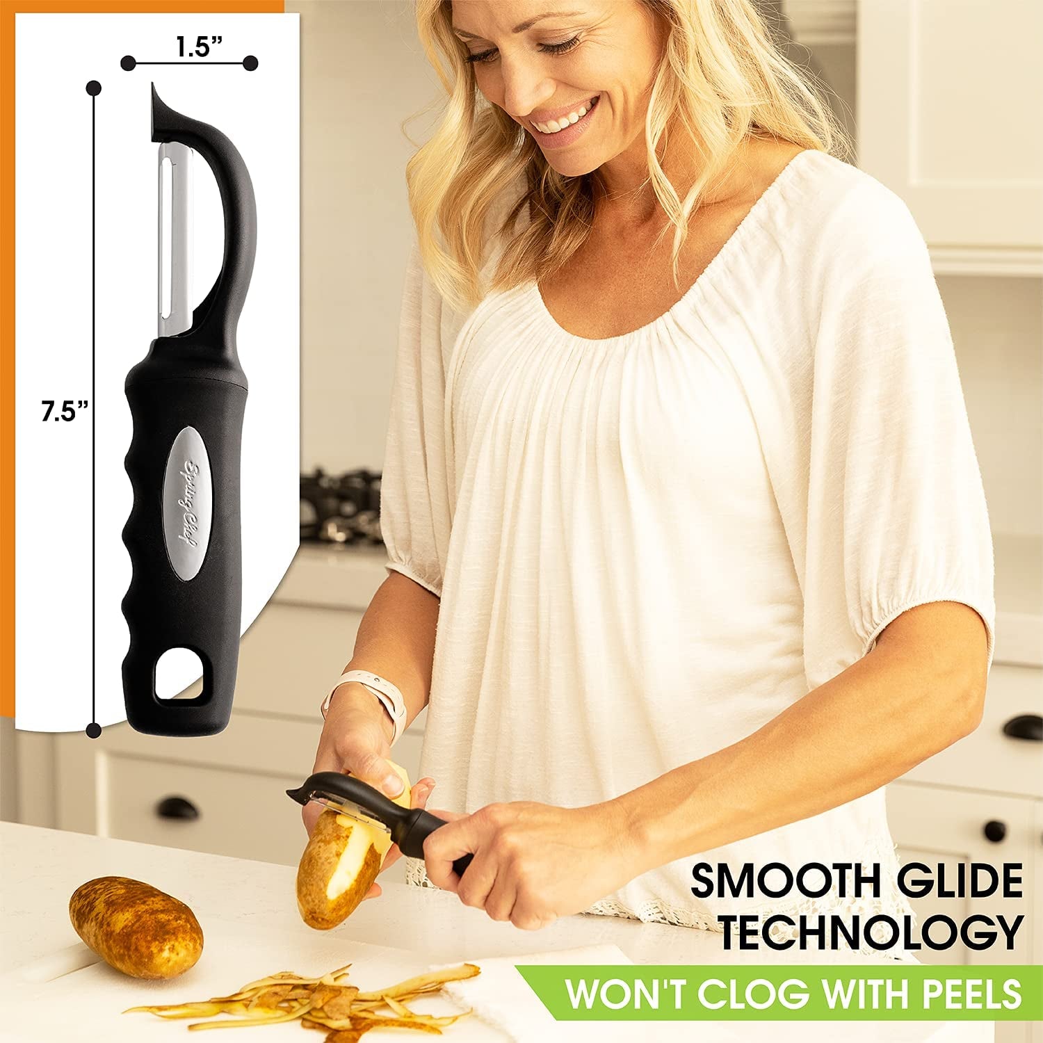 Premium Swivel Vegetable Peeler, Soft Grip Handle and Ultra Sharp Stainless Steel Blades - Perfect Kitchen Peeler for Veggie, Fruit, Potato, Carrot, Apple - Black